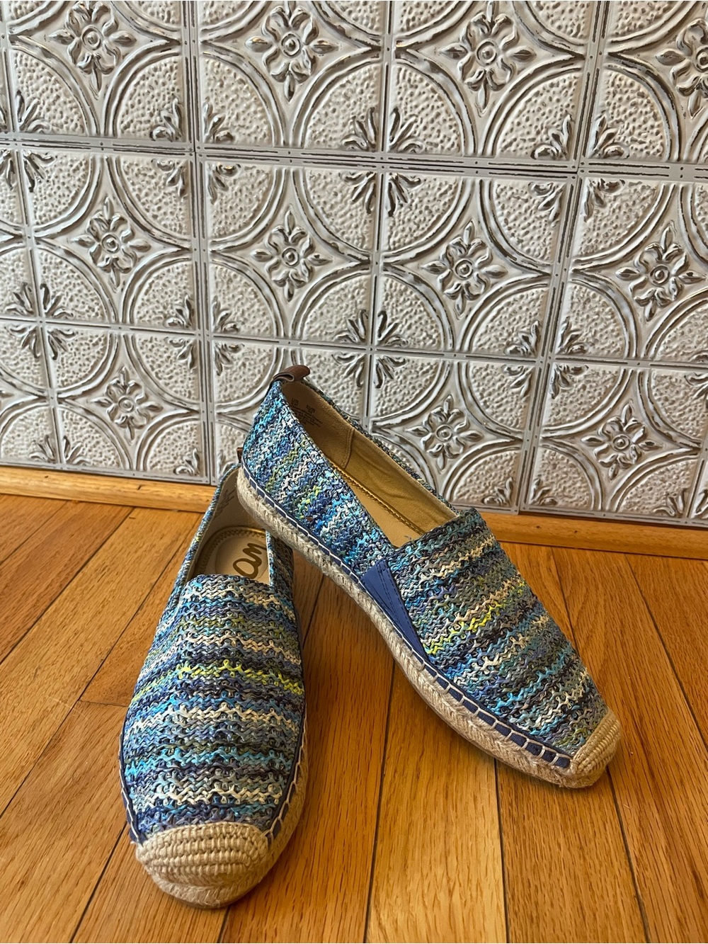 Sam Edelman Multicolor Blue Knit Slip-On Espadrilles Size 8